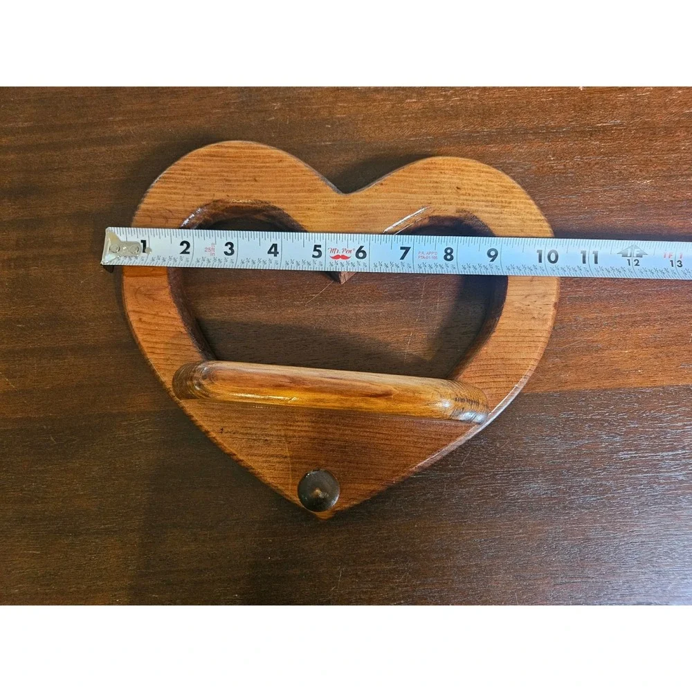 Wooden Heart Wall Shelf Home Decor Medium Brown Rustic Farmhouse Peg